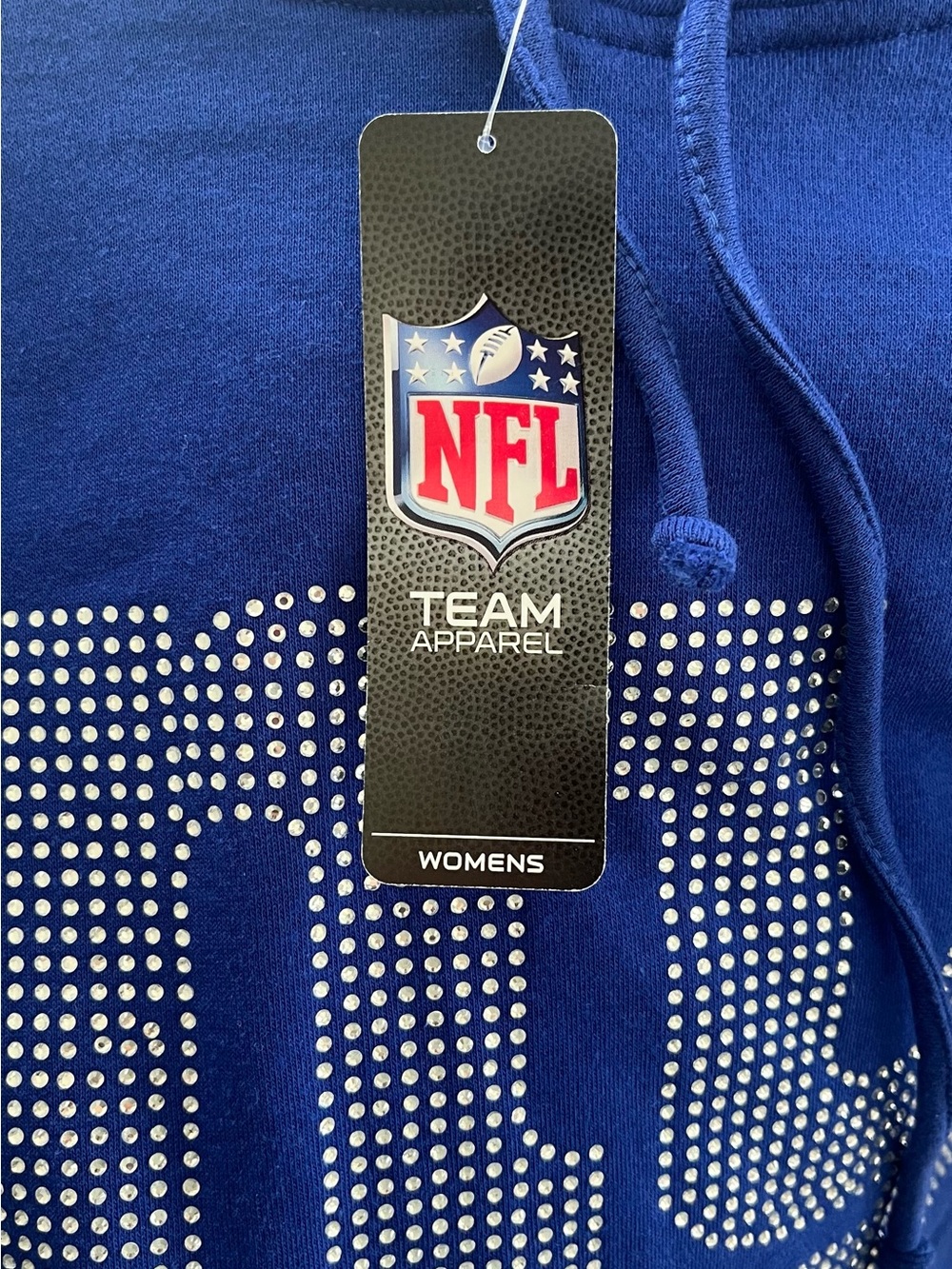 NWT New York Giants NFL Royal Blue Rhinestone Logo Hoodie - Picture 4 of 6
